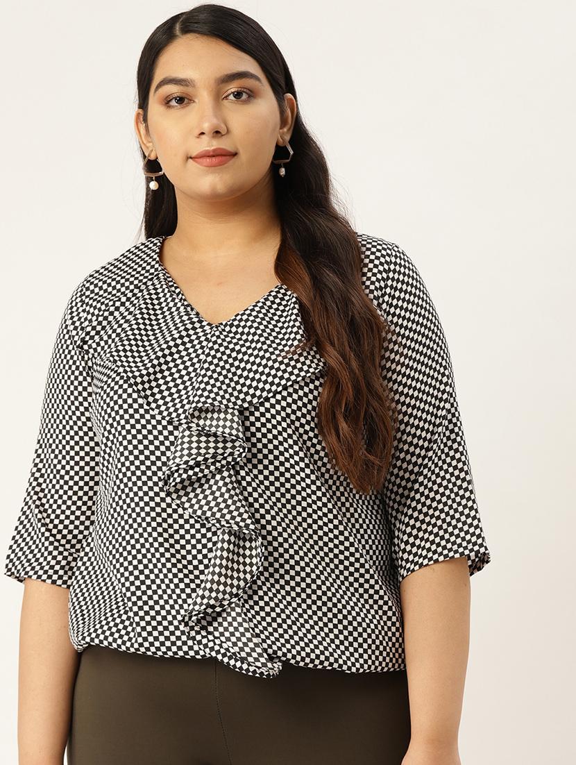 women's ruffle v neck top