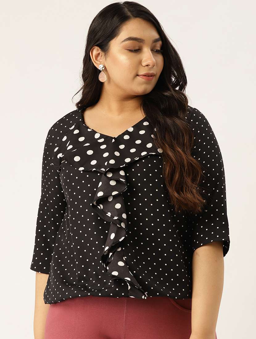 women's ruffle v neck top - 17292084 - Zoom Image - 0