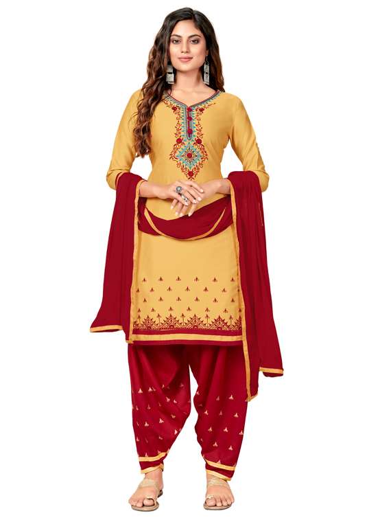 embroidered semi-stitched salwar suit