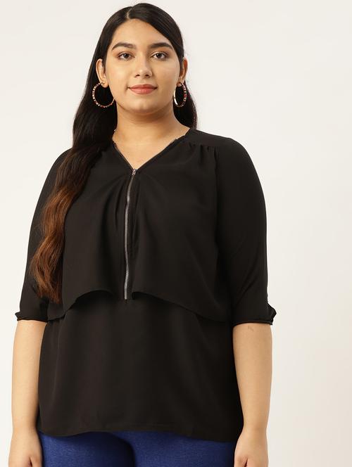 zipper detail plus top - 17293009 - Standard Image - 0