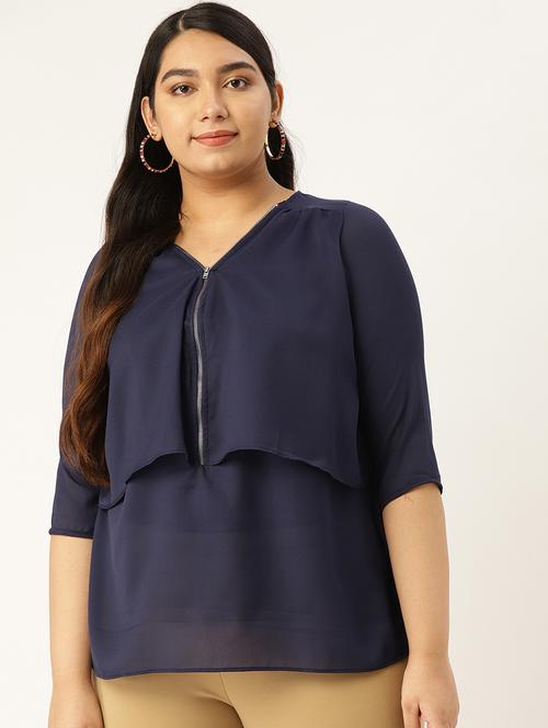 zipper detail plus top - 17293010 - Standard Image - 0