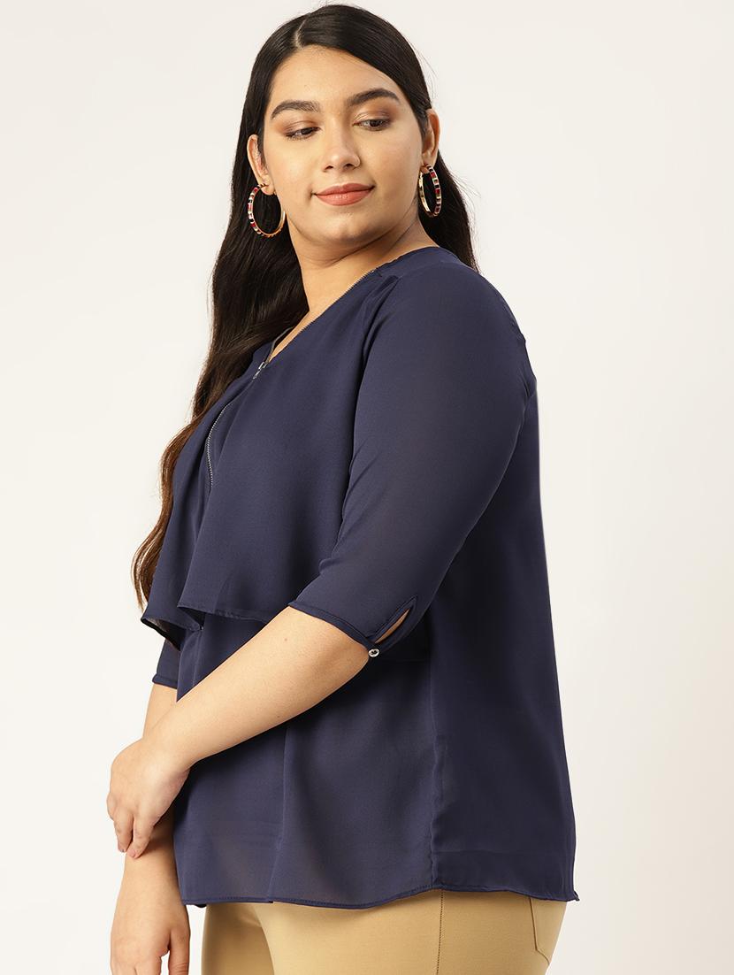 zipper detail plus top - 17293010 - Standard Image - 1