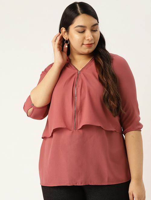 zipper detail plus top - 17293011 - Standard Image - 0