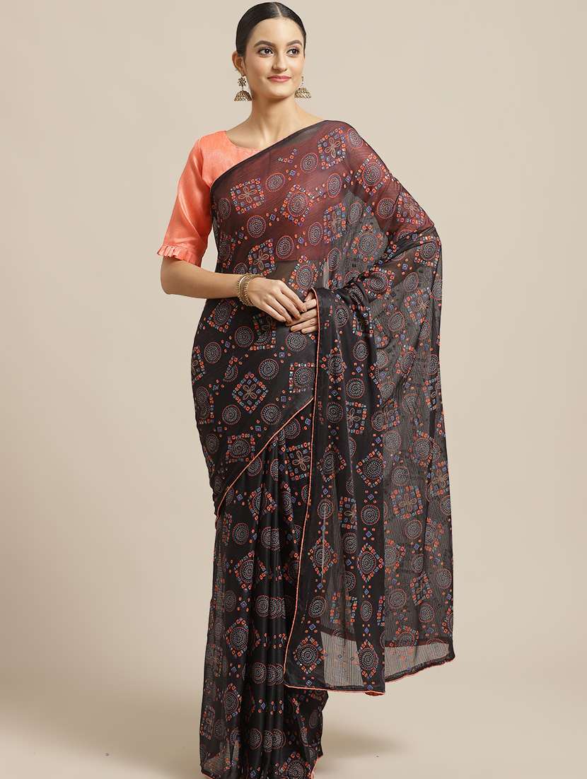 geometrical printed saree with blouse