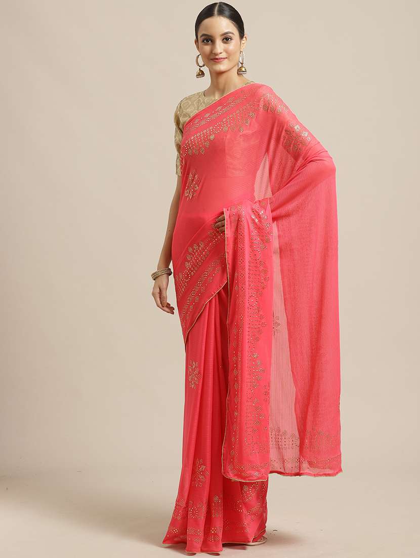 solid embellished saree  with blouse