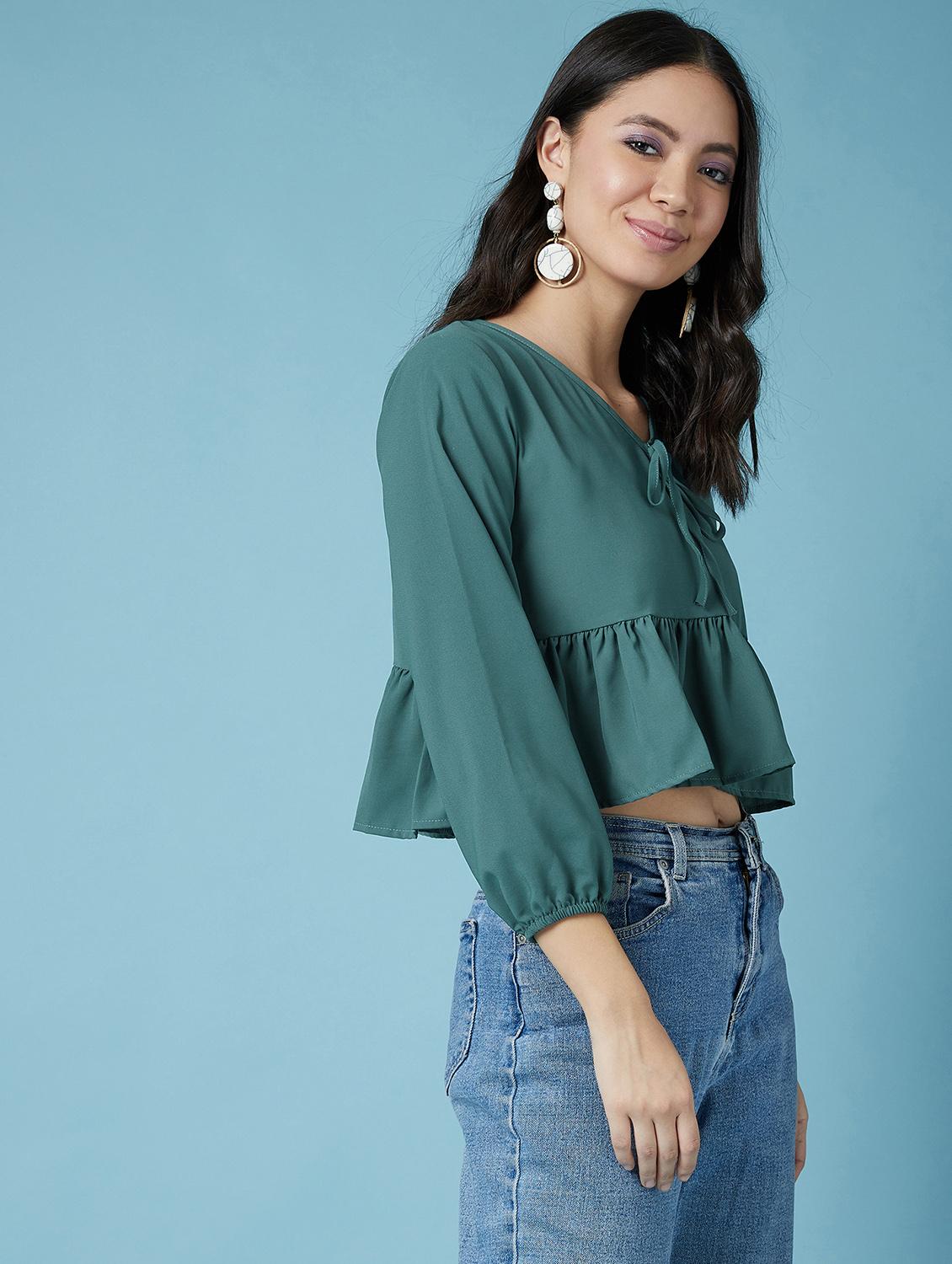 women's peplum v neck top - 17295728 - Standard Image - 1