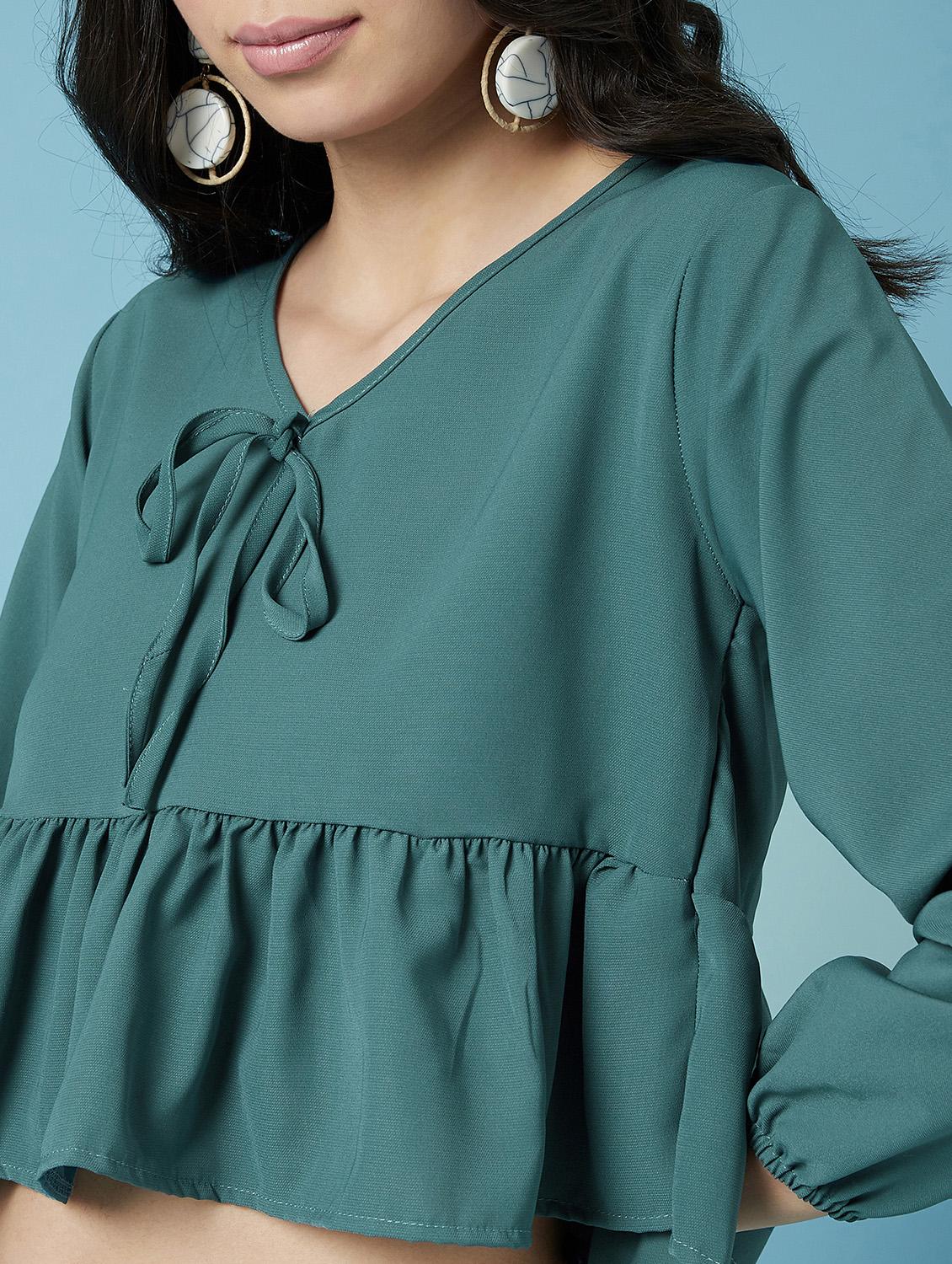 women's peplum v neck top - 17295728 - Standard Image - 4