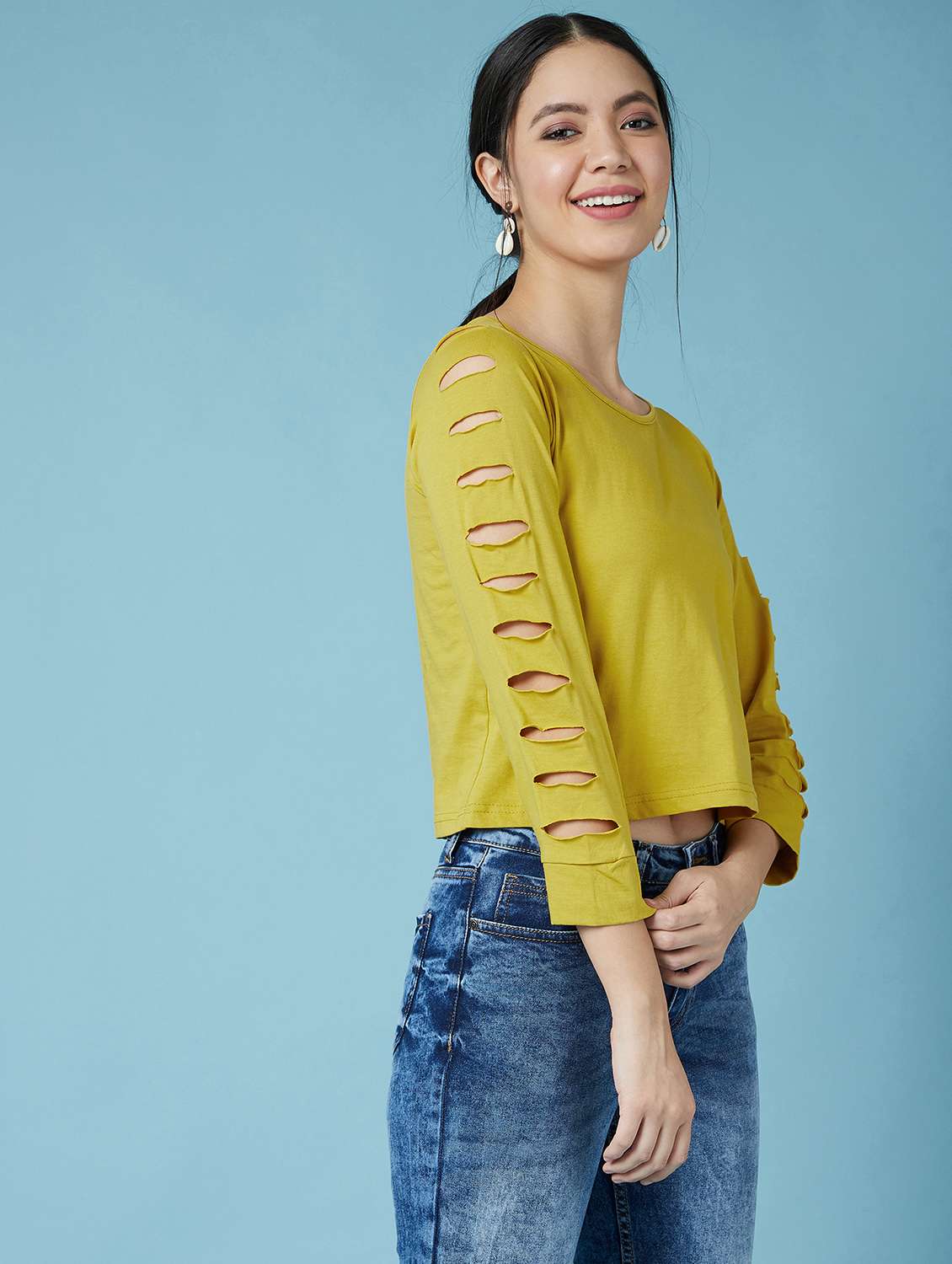 cut out sleeves solid top  - 17295732 -  Standard Image - 1