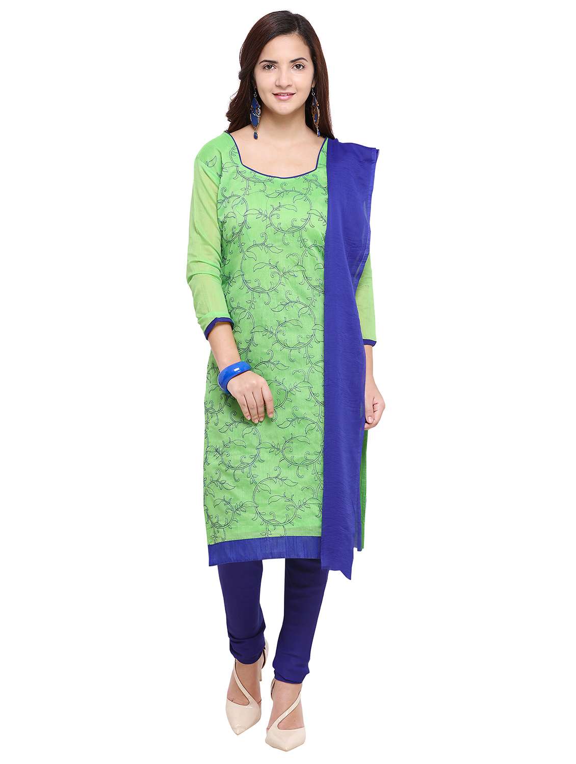 embroidered churidaar unstitched suit