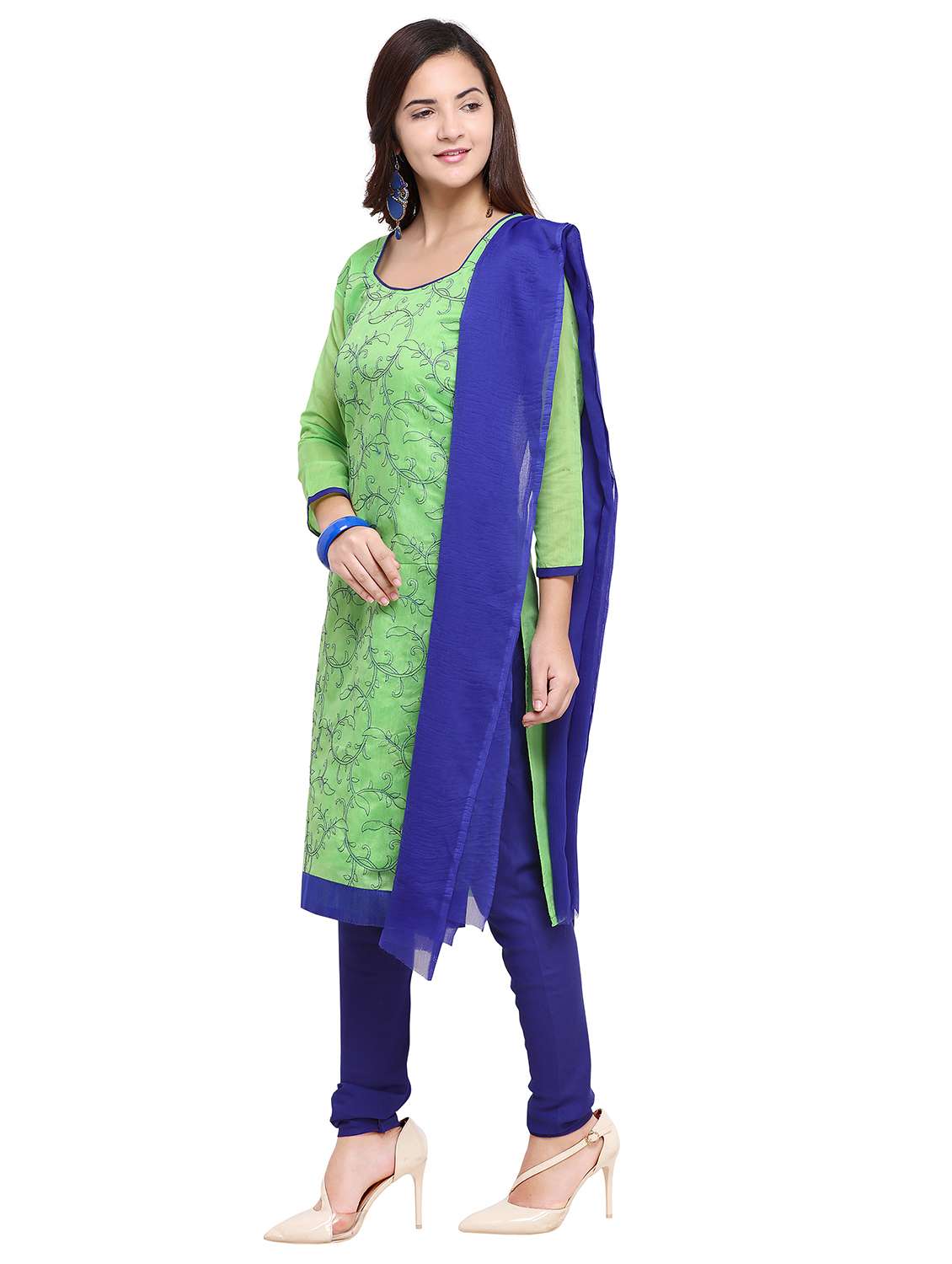 embroidered churidaar unstitched suit - 17297681 -  Standard Image - 1