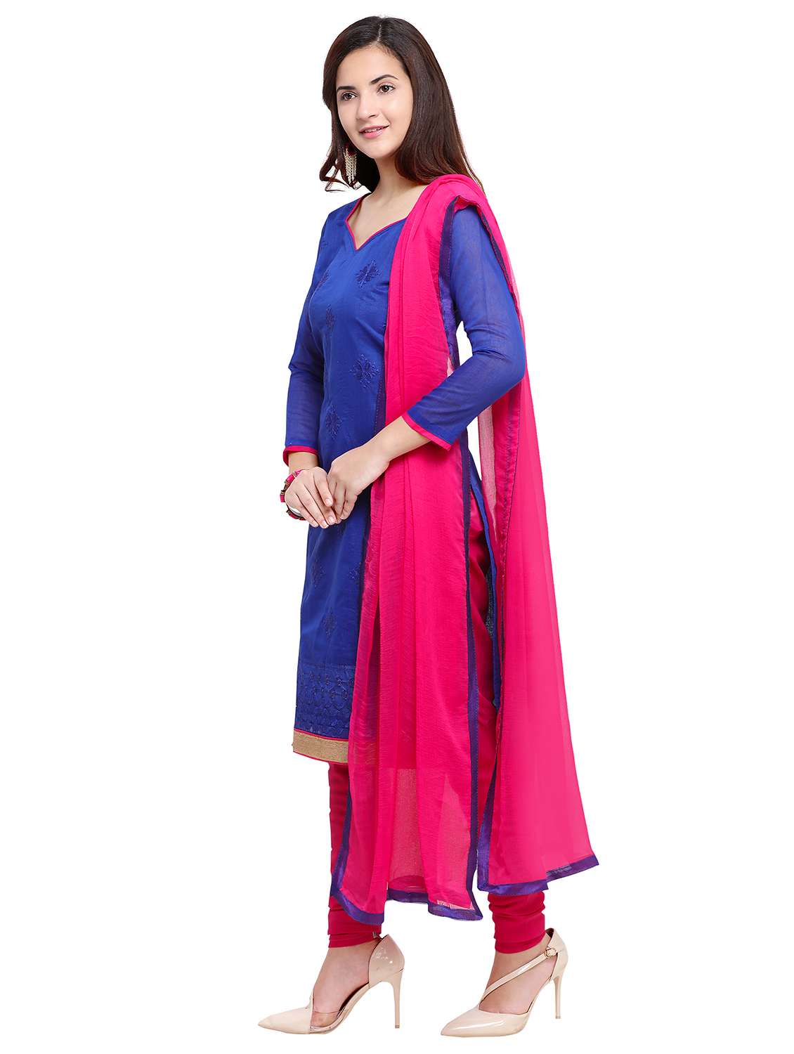 embroidered churidaar unstitched suit - 17297683 -  Standard Image - 1