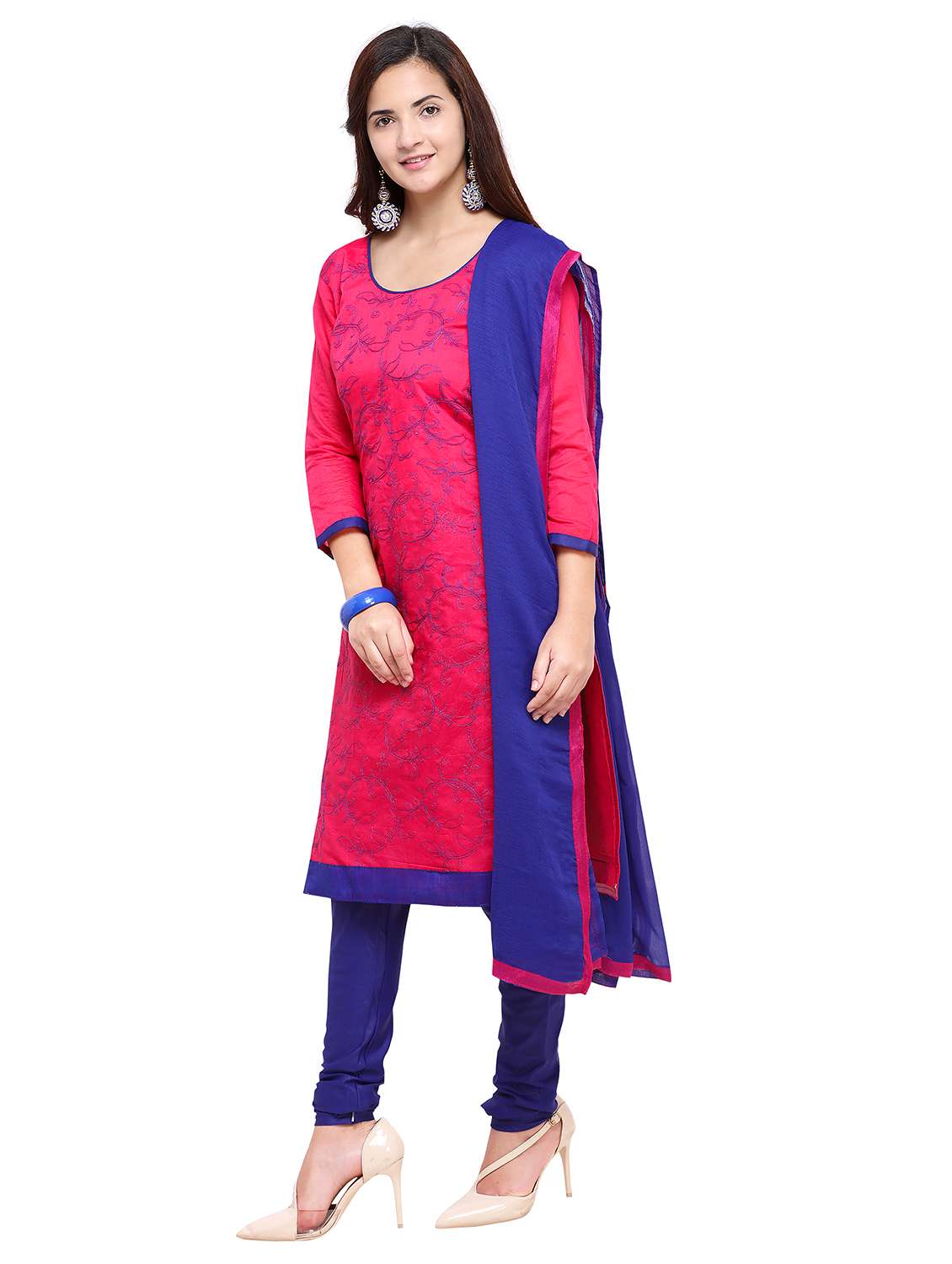 embroidered churidaar unstitched suit - 17297689 -  Standard Image - 1
