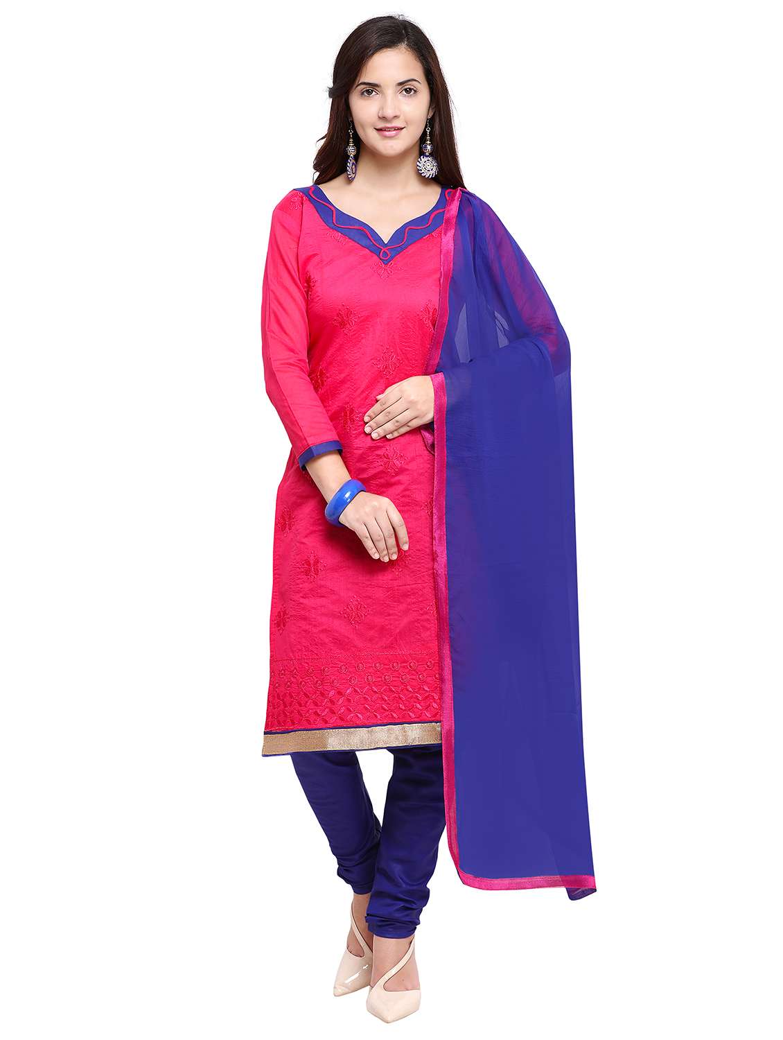 embroidered churidaar unstitched suit