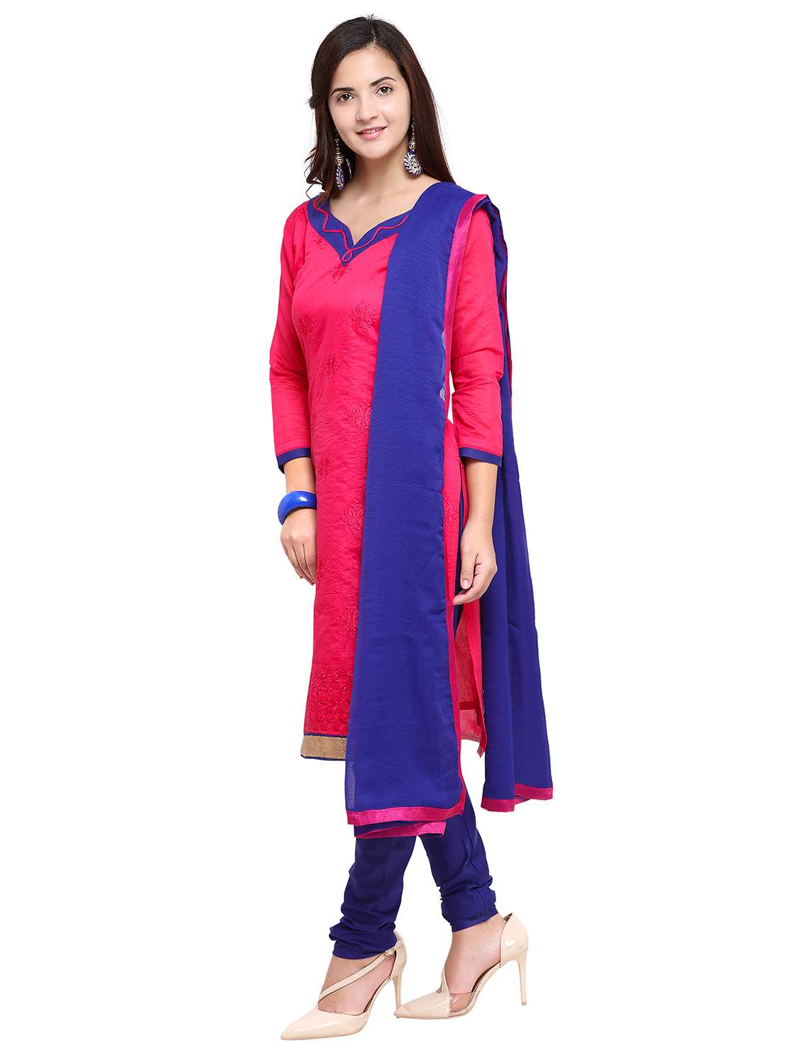 embroidered churidaar unstitched suit - 17297690 -  Standard Image - 1