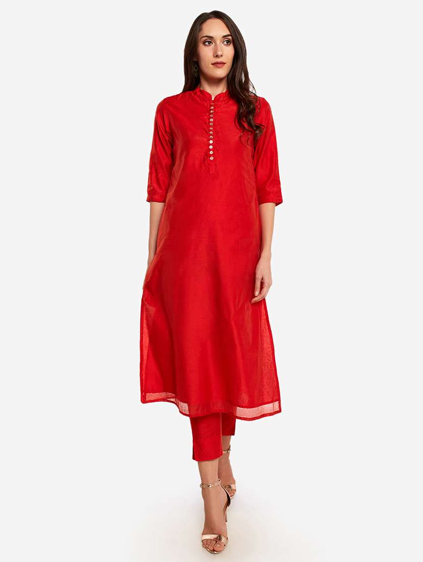 solid kurta pant set