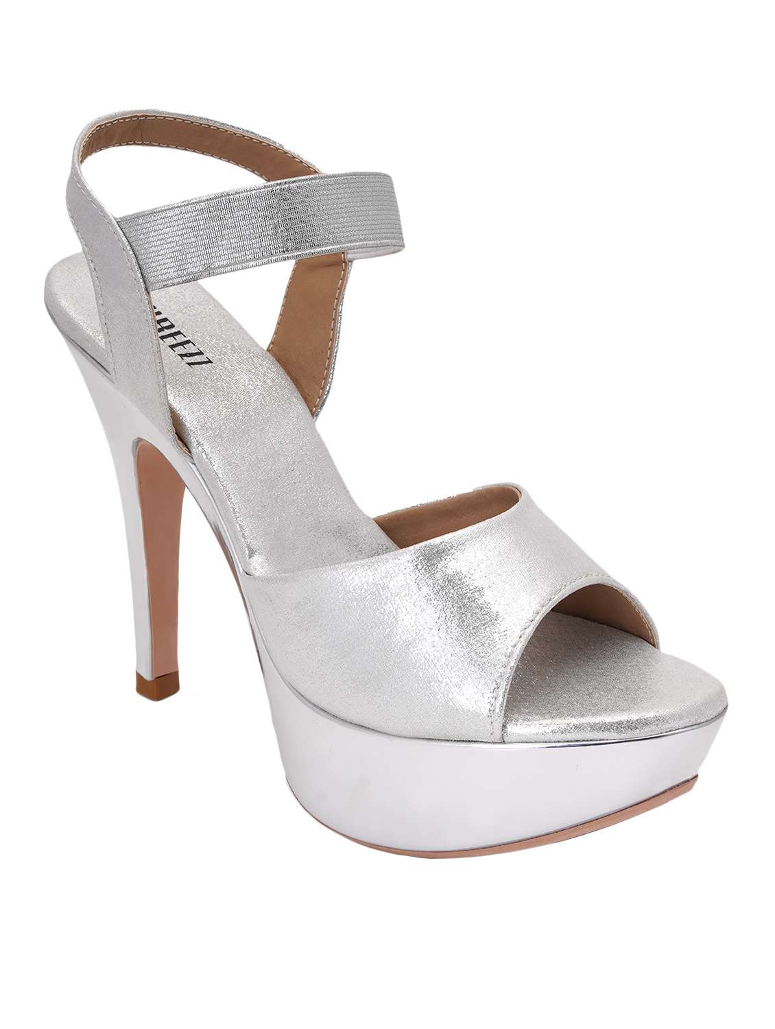 silver pu ankle strap sandals - 17298234 - Zoom Image - 0