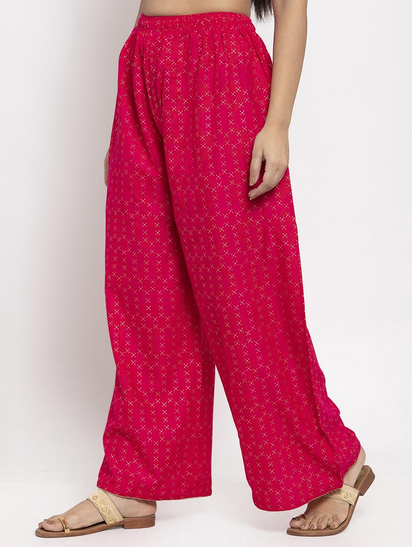 fuchsia flared palazzo - 17298361 - Standard Image - 1