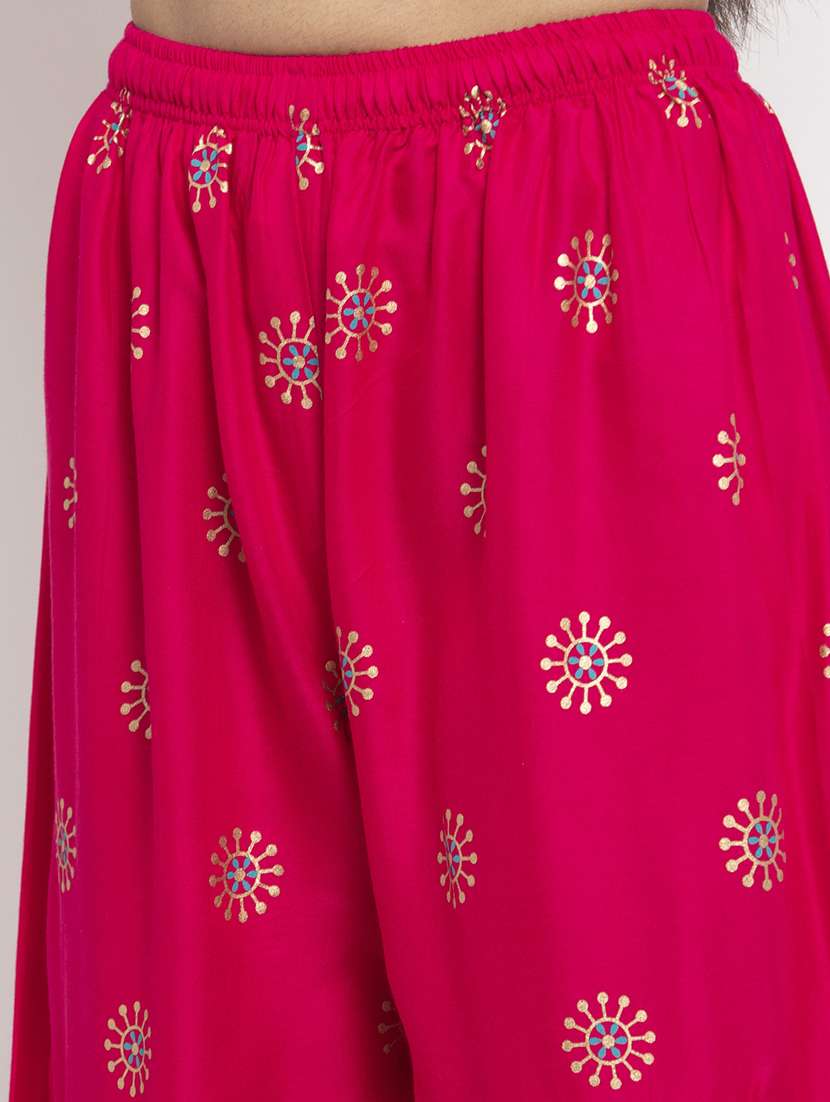 pink printed flared palazzo - 17298380 -  Standard Image - 4