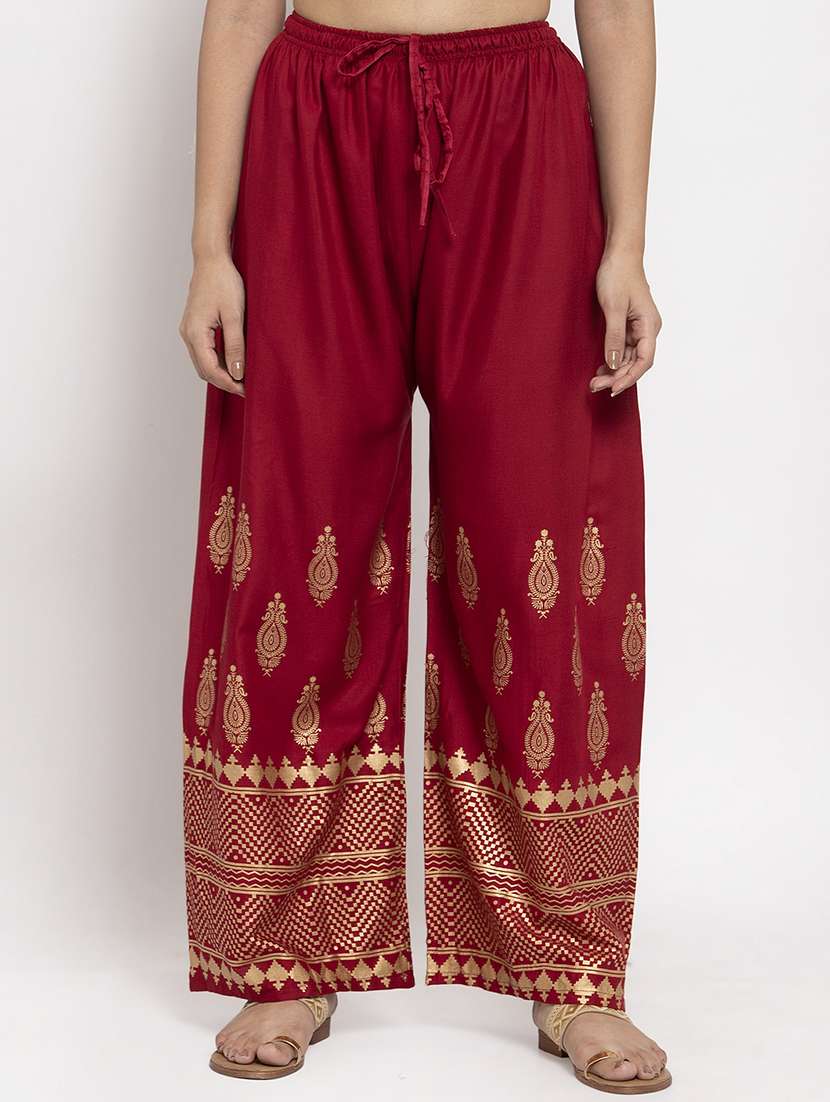 red printed cullottes palazzo