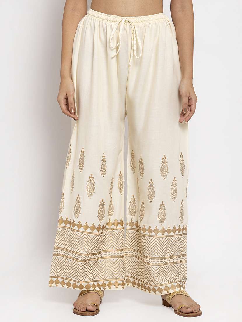 off-white foil print straight palazzo