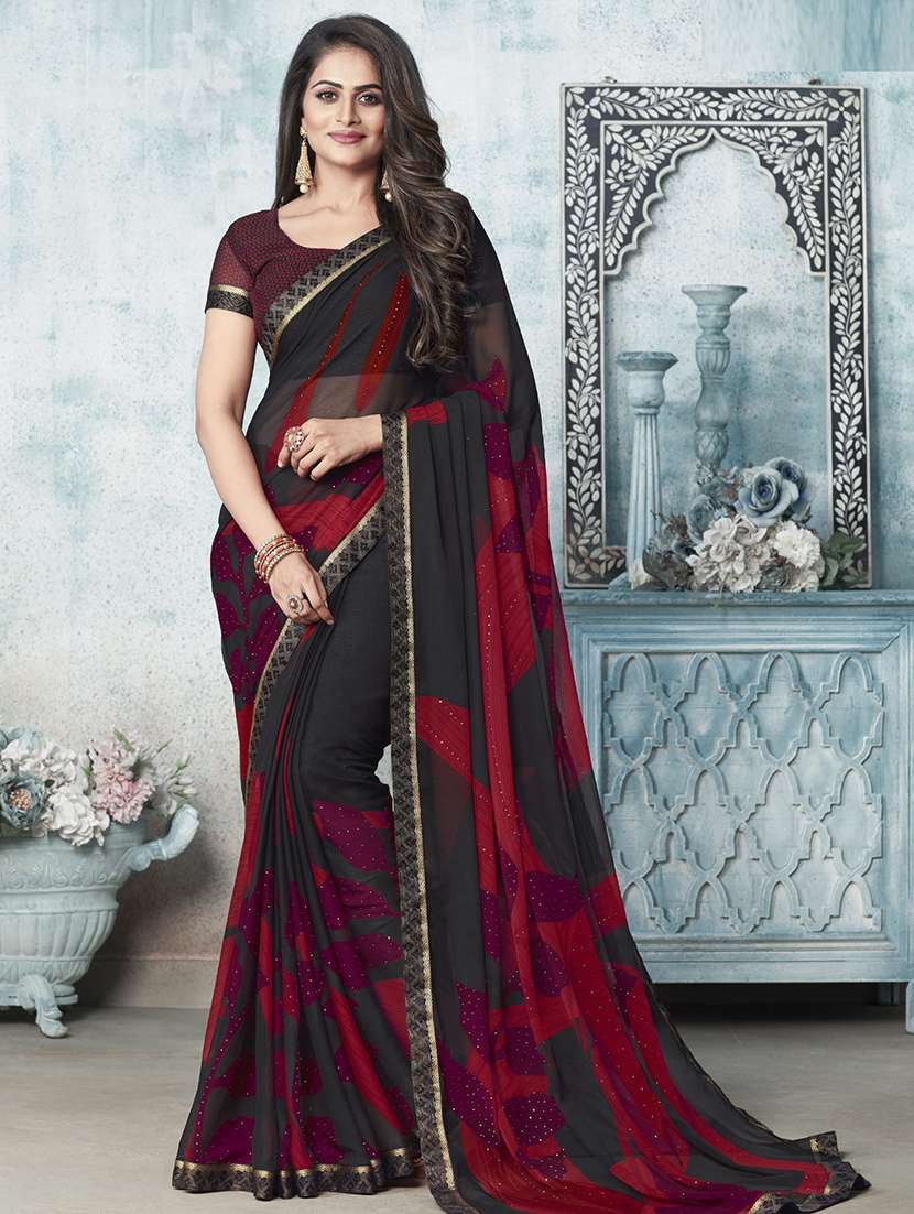 abstract printed saree with blouse