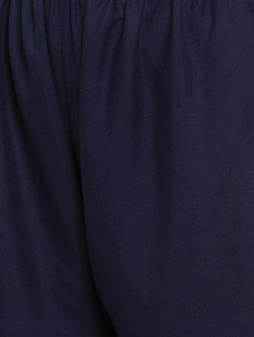 navy blue rayon flared palazzo - 17299673 -  Standard Image - 4