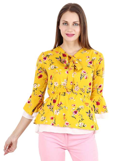 women's peplum tie-up neck top - 17299715 -  Standard Image - 0