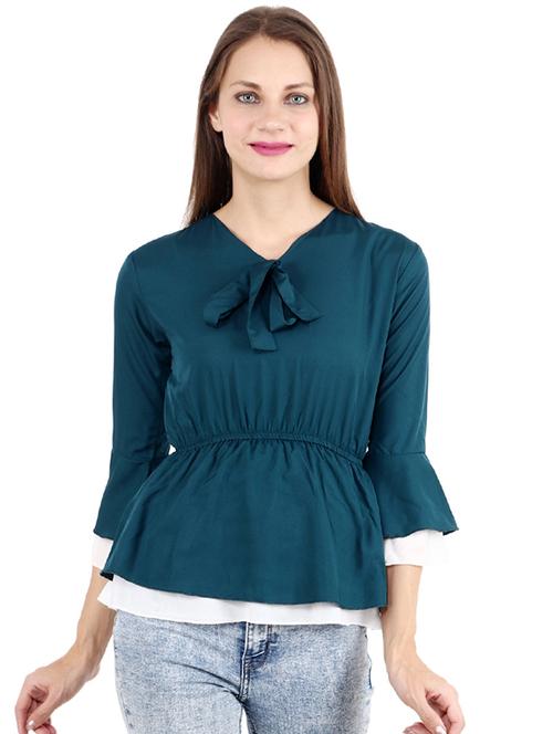 tie up neck peplum top  - 17299721 -  Standard Image - 0