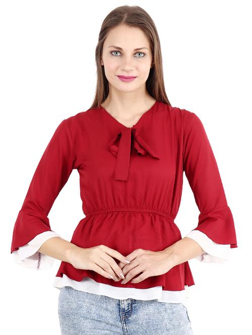 women's peplum tie-up neck top - 17299722 -  Standard Image - 0