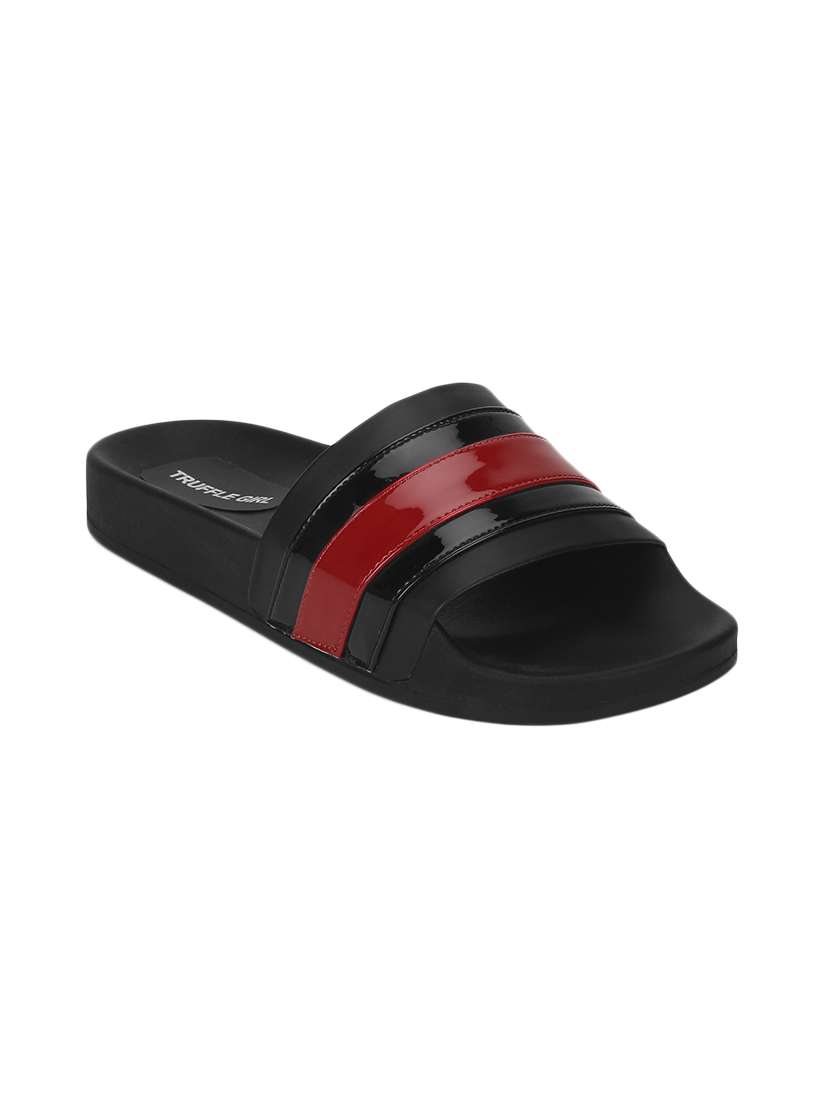 black striped slides 