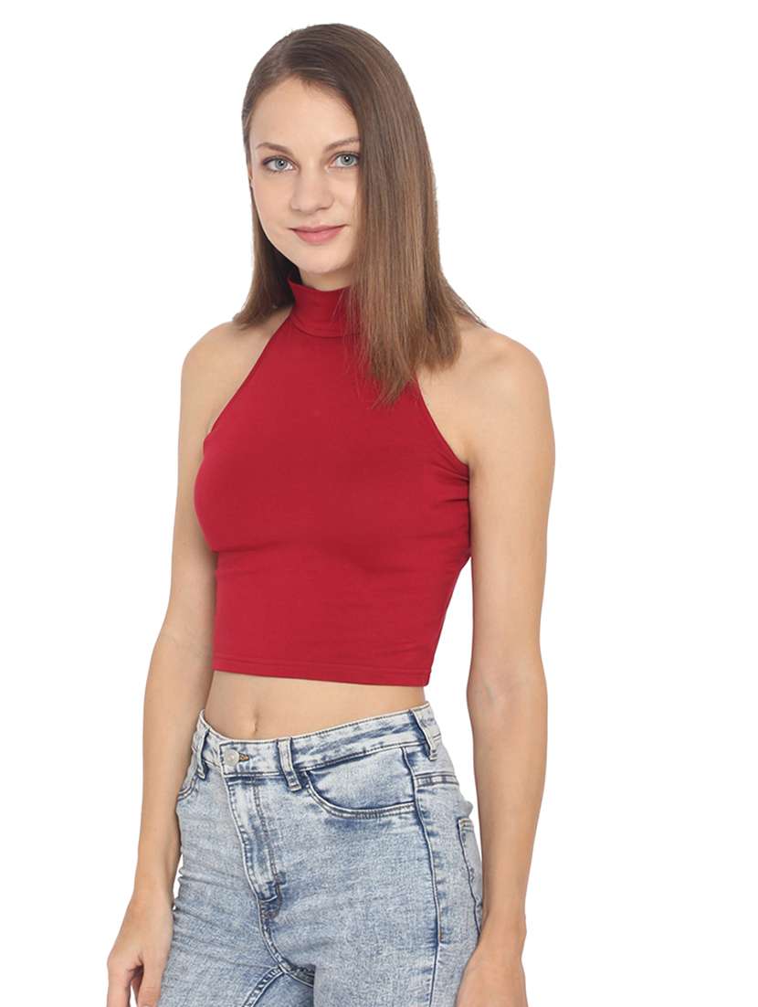 halter neck crop top  - 17300186 -  Standard Image - 1
