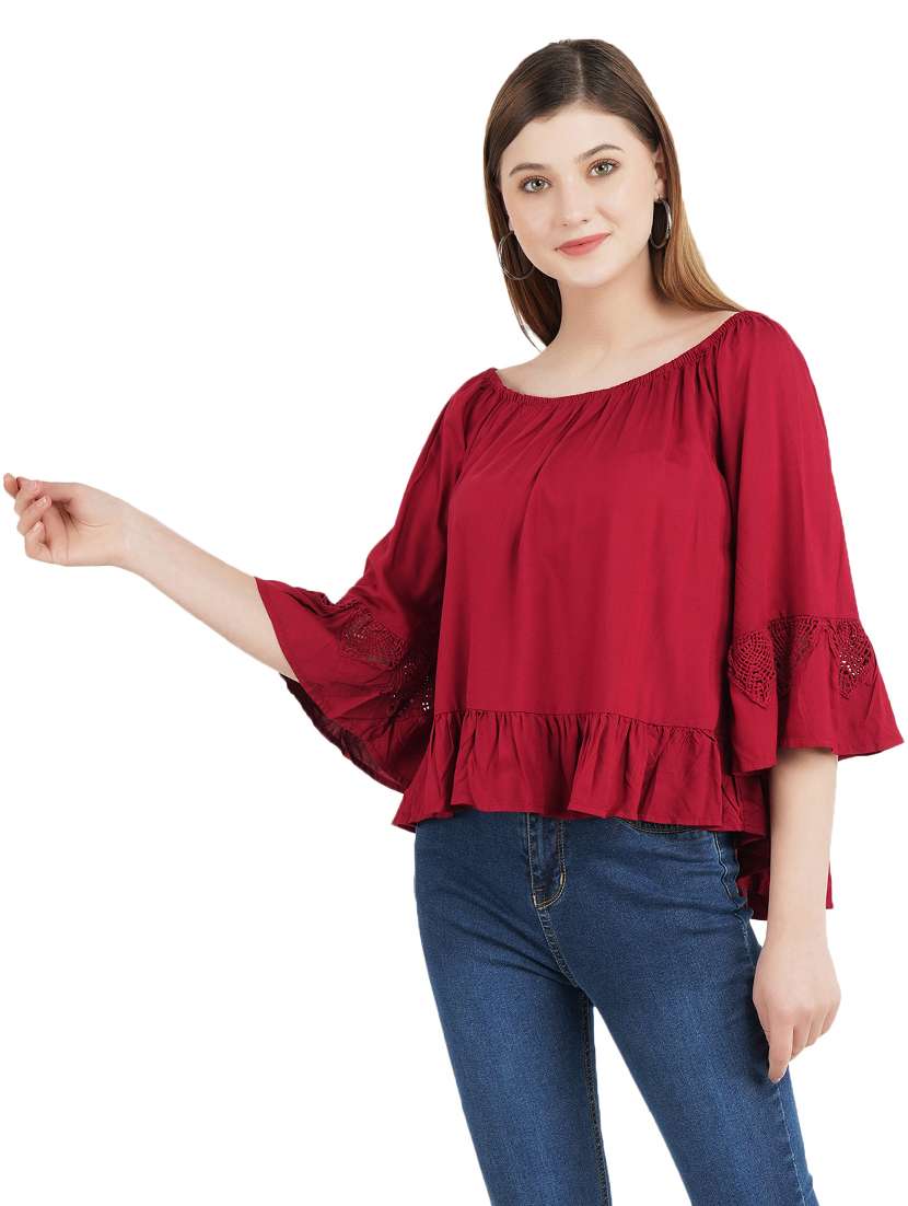 women's ruffle off shoulder top