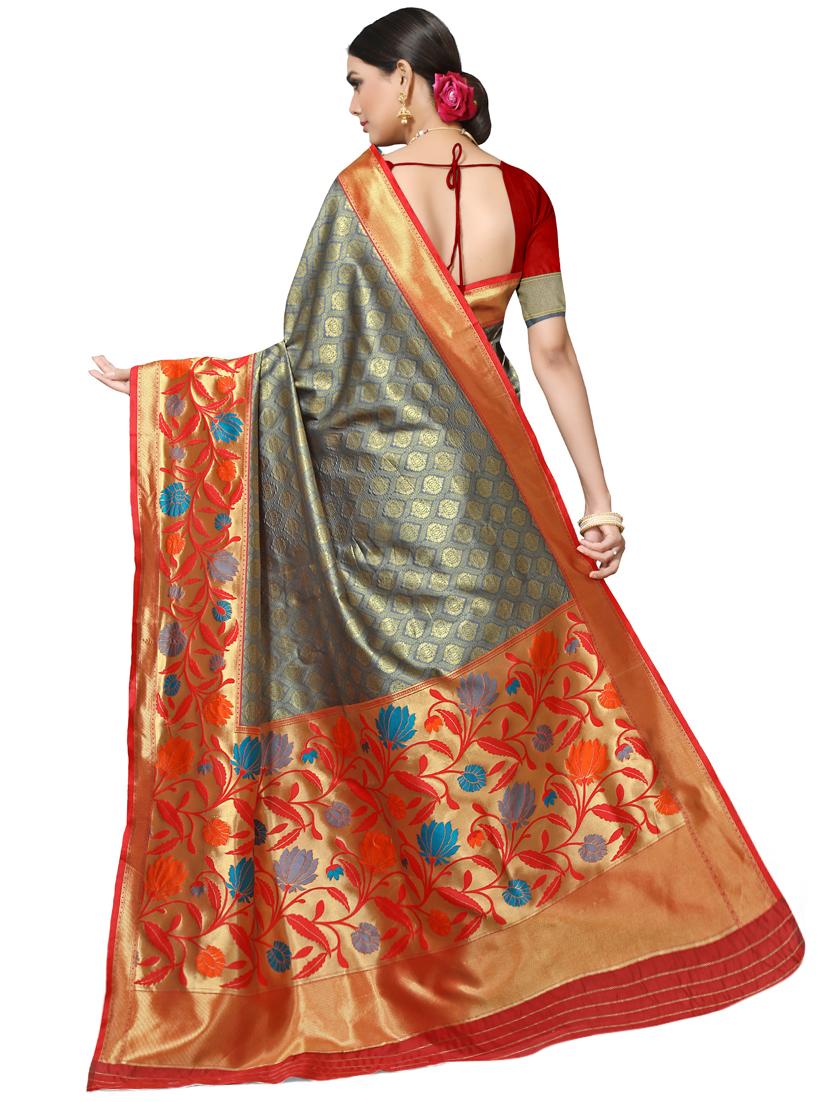 jacquard woven saree with blouse - 17326792 -  Standard Image - 1