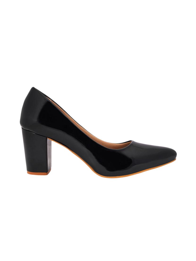 black pu slip on pumps - 17326843 - Standard Image - 1