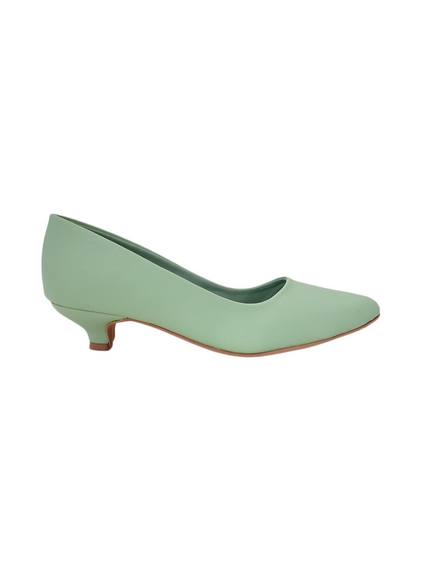 green pu slip on pumps - 17326846 -  Standard Image - 1