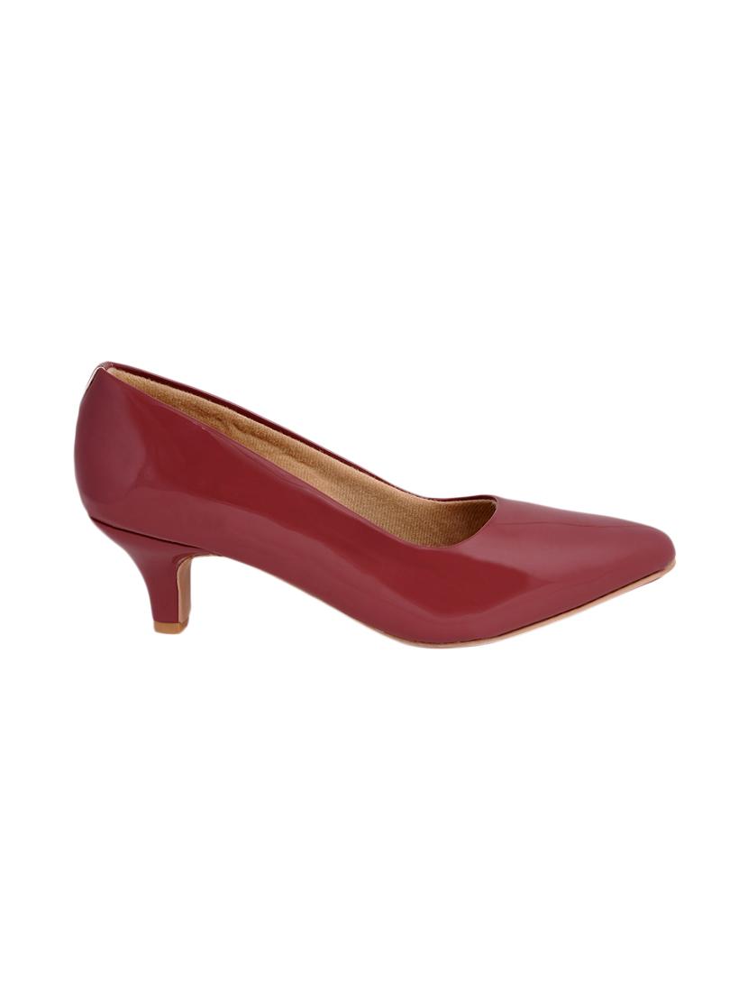 red pu slip on pumps - 17326863 -  Standard Image - 1
