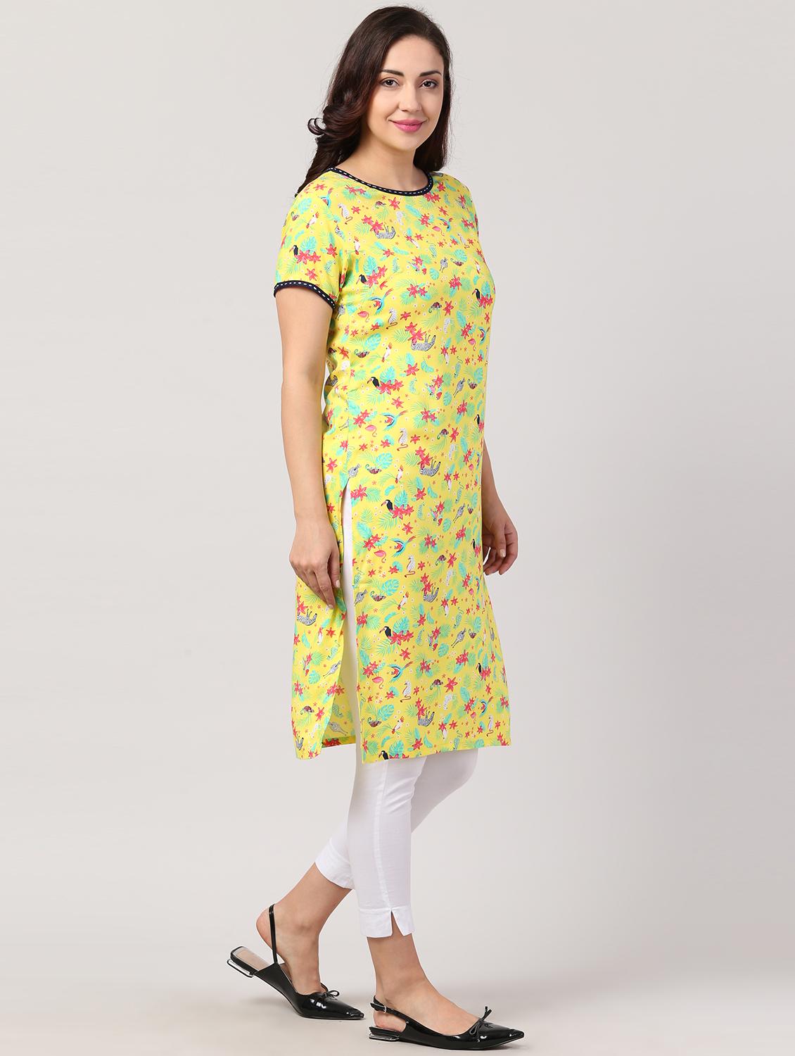 floral straight kurta - 17327289 - Standard Image - 1