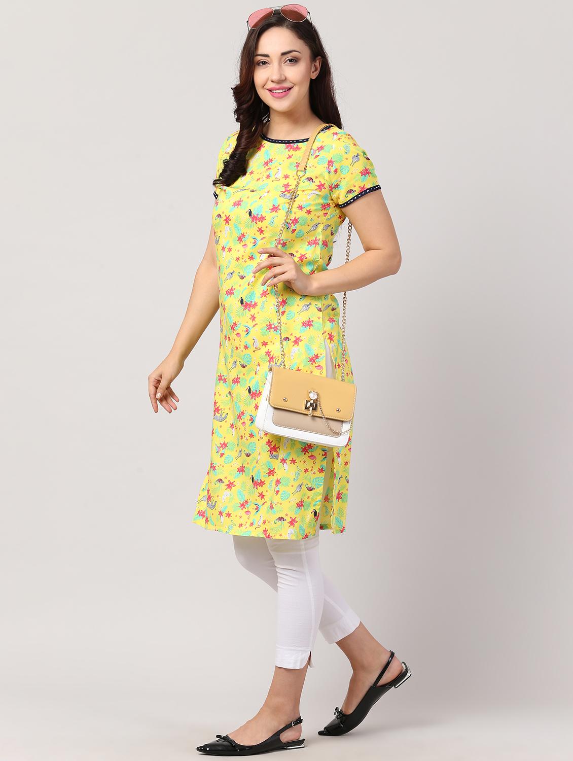 floral straight kurta - 17327289 - Standard Image - 4