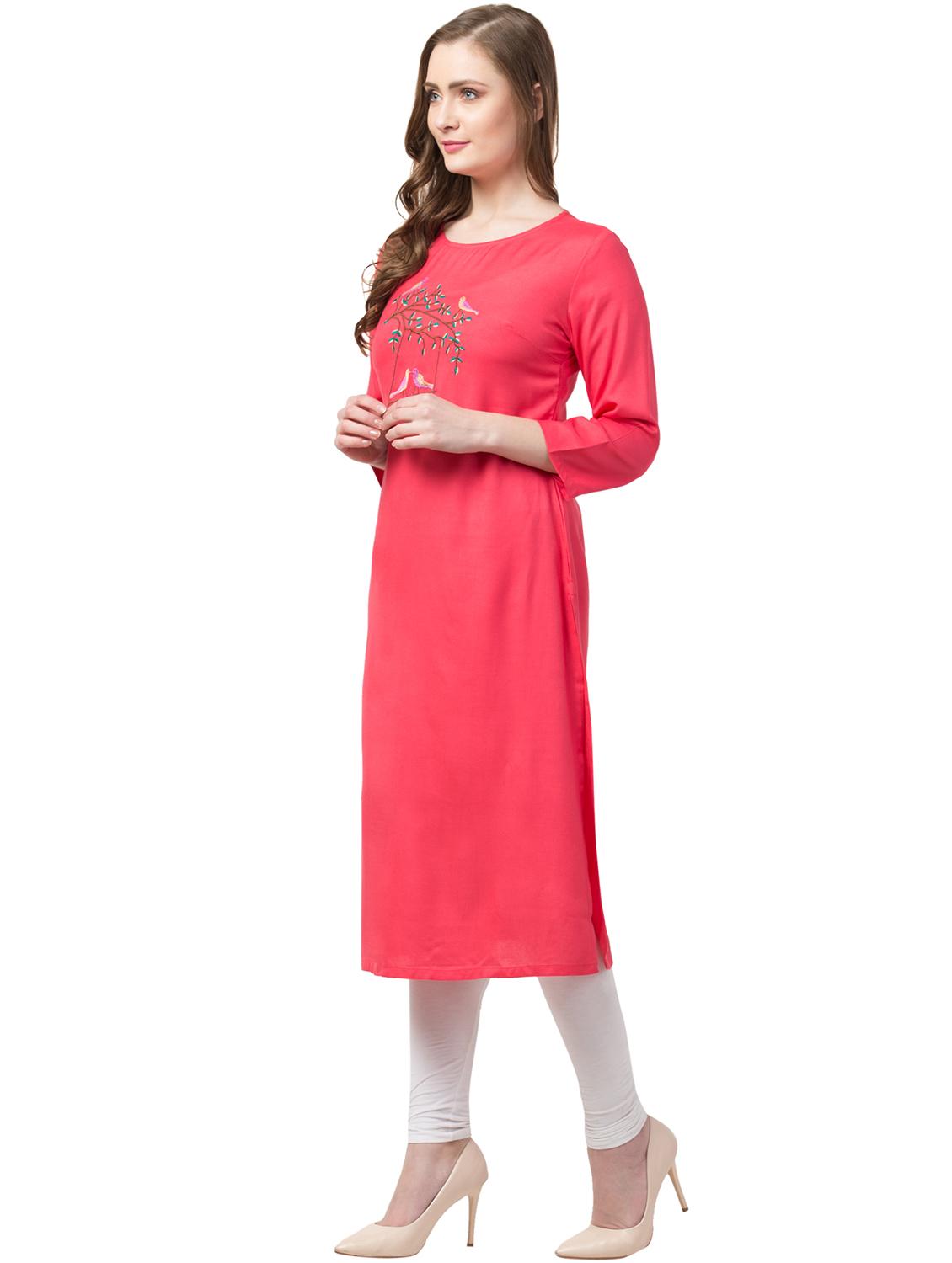 embroidered straight kurta - 17327294 -  Standard Image - 1