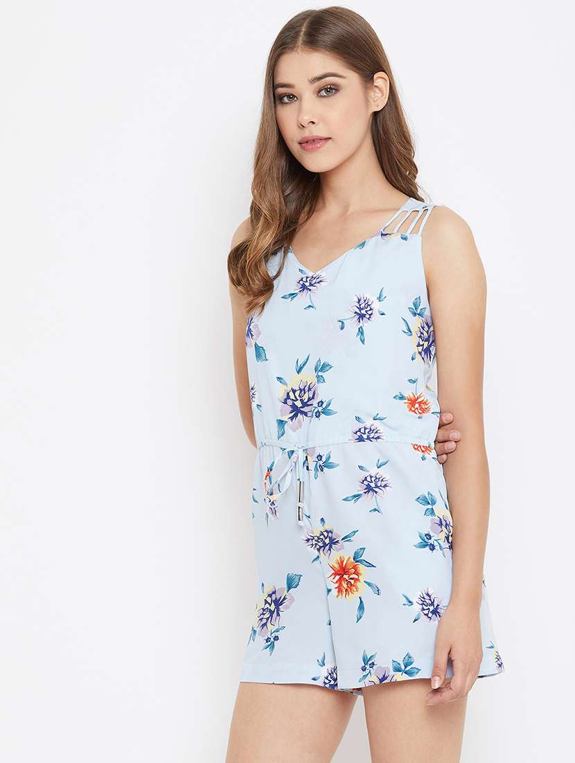drawstring waist floral romper  - 17327348 -  Standard Image - 1