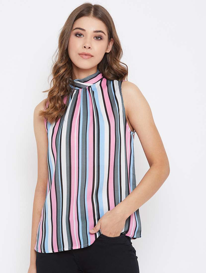 halter neck striped top 