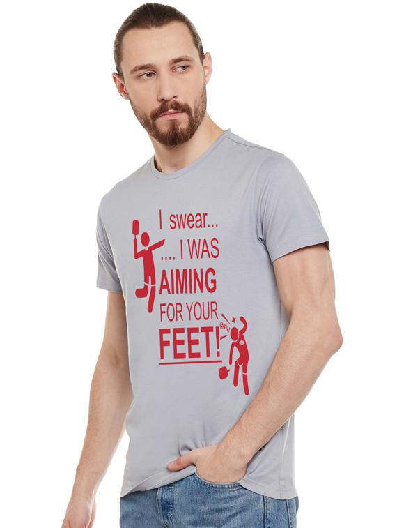 grey front print t-shirt - 17327476 - Standard Image - 1