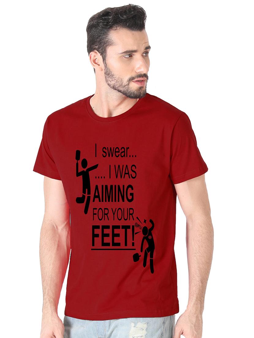 maroon front print t-shirt - 17327477 - Standard Image - 1