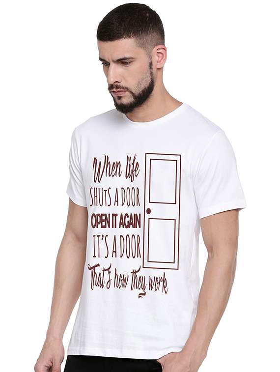 white front print t-shirt - 17327485 -  Standard Image - 1