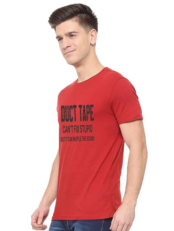red chest print t-shirt - 17327490 -  Standard Image - 1