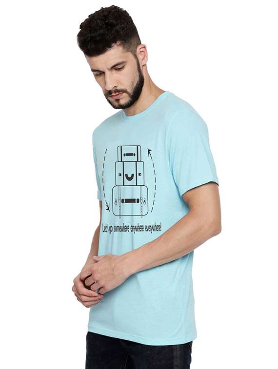 light blue front print t-shirt - 17327492 - Standard Image - 1