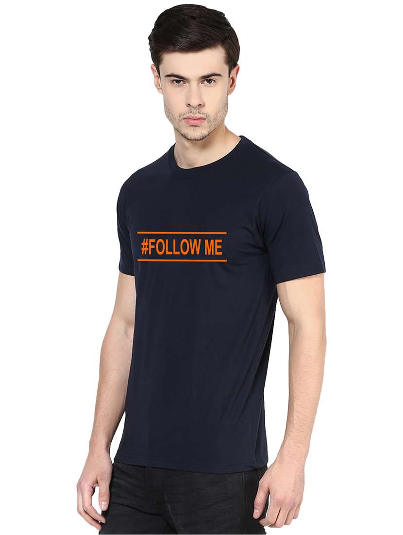 navy blue chest print t-shirt - 17327495 - Standard Image - 1