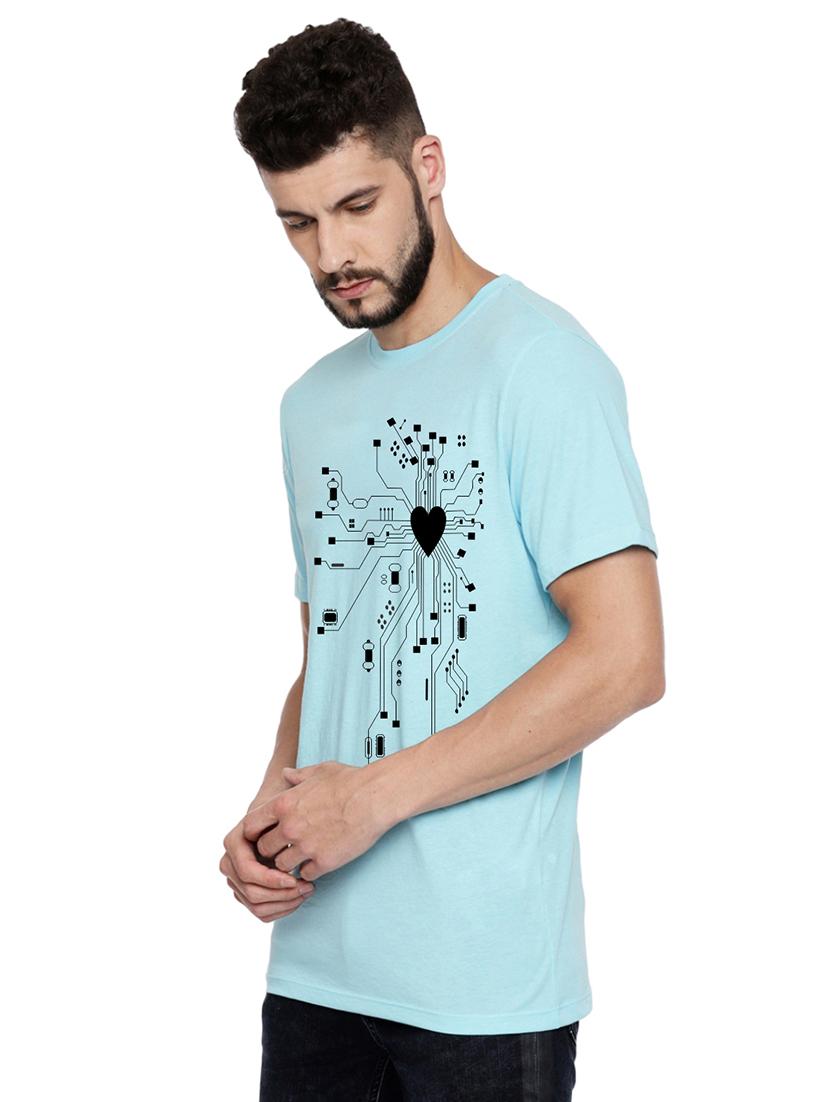 light blue front print t-shirt - 17327515 - Standard Image - 1