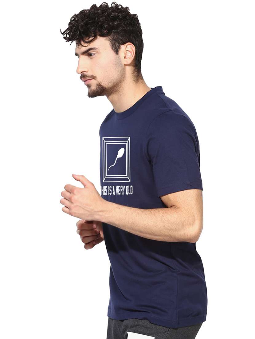 navy blue front print t-shirt - 17327531 - Standard Image - 1
