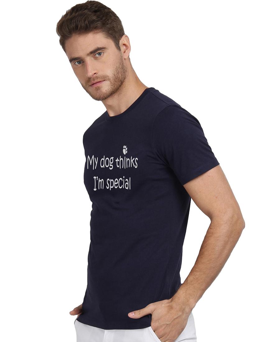 navy blue chest print t-shirt - 17327540 - Standard Image - 1